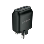 Porodo Dual USB-A Wall Charger 2.4A UK Fast Charging with Over-heat Protection