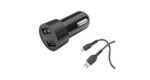 Porodo Dual USB Car Charger 3.4A with Micro USB Cable 4ft.