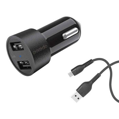 Porodo Dual USB Car Charger 3.4A with Micro USB Cable 4ft.