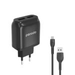 Porodo Dual USB Wall Charger 2.4A with Improved Version PVC Micro USB Cable 1.2m EU