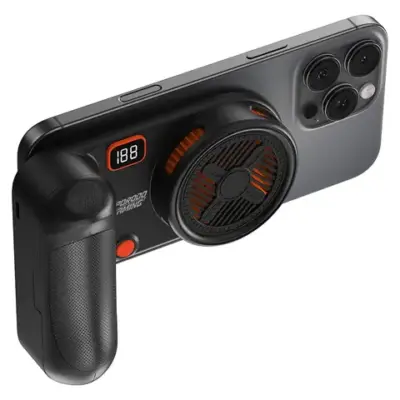 Porodo Gaming Arcticchill Magnetic Phone Cooler With Ultra-Quiet Fan - Black/Orange