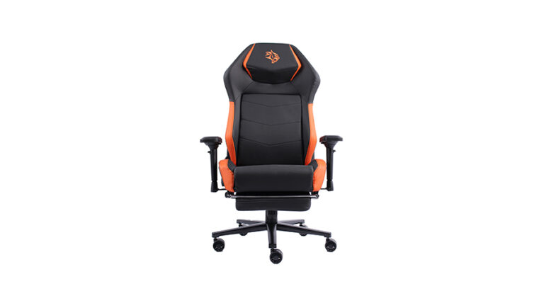 Porodo Gaming Professional Gaming Chair Molded Foam Seats/Armrest&Footrest-Black/Orange