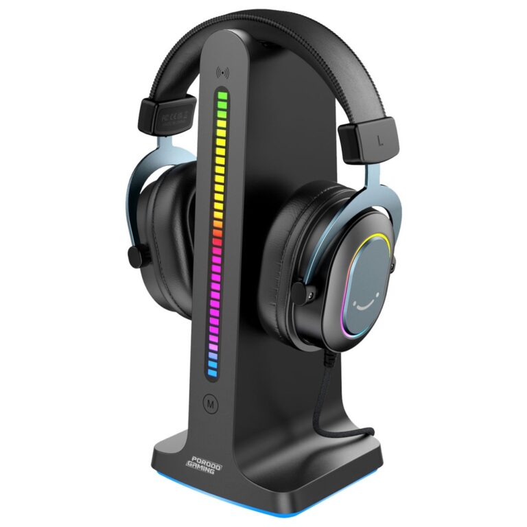 Porodo Gaming RGB Dynamic Sound Lighting Headphone Stand with Cable Storage 300mAh