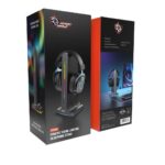 Porodo Gaming RGB Dynamic Sound Lighting Headphone Stand with Cable Storage 300mAh