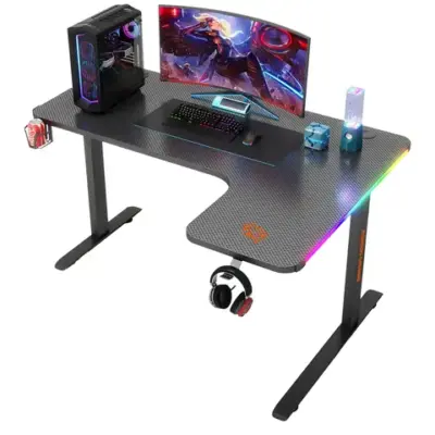 Porodo Gaming Xcommand Carbon Fiber Gaming Table with RGB Lights & Holders