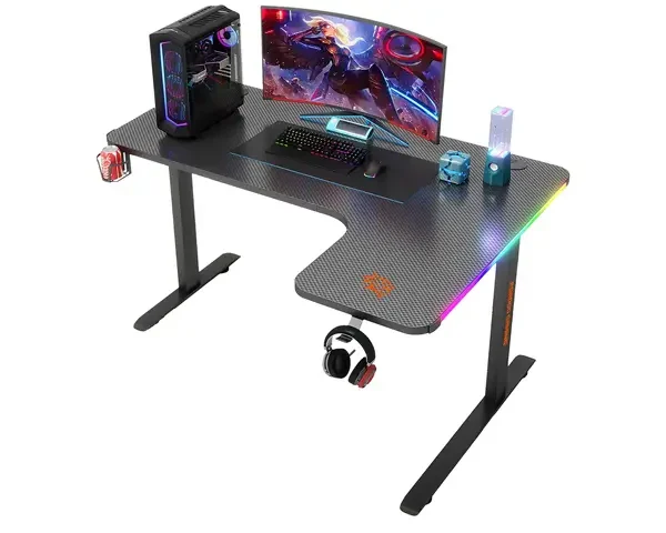 Porodo Gaming Xcommand Carbon Fiber Gaming Table with RGB Lights & Holders