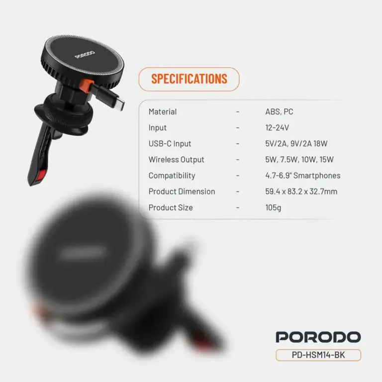 Porodo HS14 MagSafe Charger Retractable Type-C