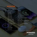 Porodo Lara 30000mAh Power Bank with Integrated Cables & Flashlight