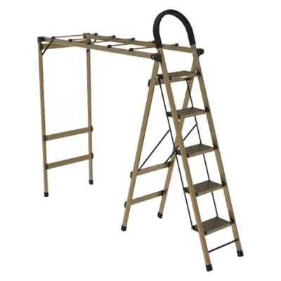 Porodo Lifestyle 5-Step Ladder & Clothes Rack - Champagne