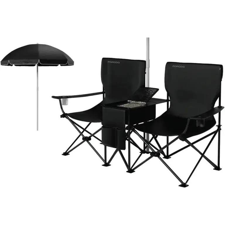 Porodo Lifestyle Campshade Camping Dual Chair with Umbrella & Cup Holder
