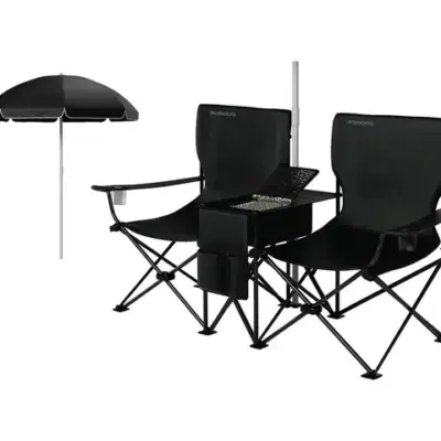 Porodo Lifestyle Campshade Camping Dual Chair with Umbrella & Cup Holder