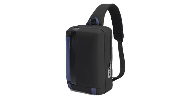 Porodo Lifestyle Cross Body Sling Bag with Fingerprint Lock - Black/Blue