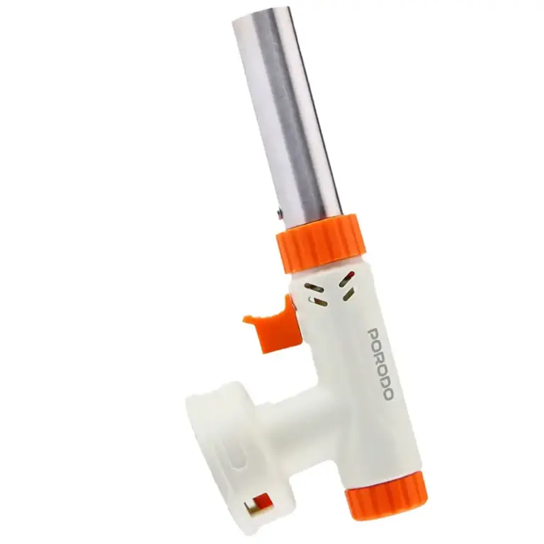 Porodo Lifestyle Dual-Mode Butane Gas Torch with Piezo Ignition - Cream White/Orange