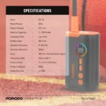 Porodo Lifestyle Electric Air Inflator With High-Pressure Power & Built-In Flashlight
