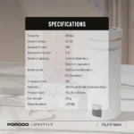 Porodo Lifestyle Fluxmix 350mL Stirring Cup with Speaker