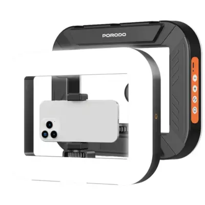 Porodo Lifestyle Handheld Ring Grip Camera & phone vlogging light with Desktop support & Phone clamp