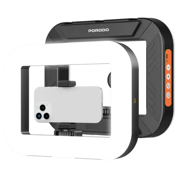 Porodo Lifestyle Handheld Ring Grip Camera & phone vlogging light with Desktop support & Phone clamp