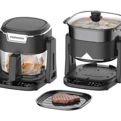Porodo Lifestyle Quick Flip 3-In-1 Air Fryer | Grill | Hot Pot 4.5L