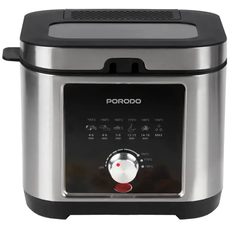 Porodo Lifestyle Stainless Steel 2.5L Deep Fryer with Adjustable Temperature & Non-Stick Tray