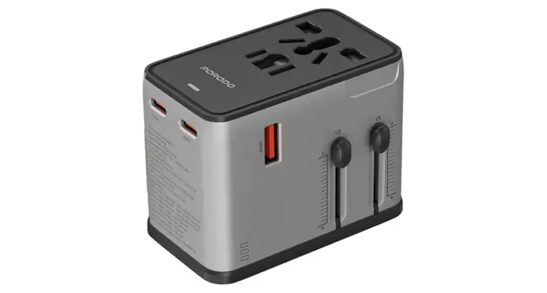 Porodo Mega Volt Universal Travel Adapter - Silver Black