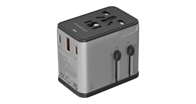 Porodo Mega Volt Universal Travel Adapter - Silver/Black