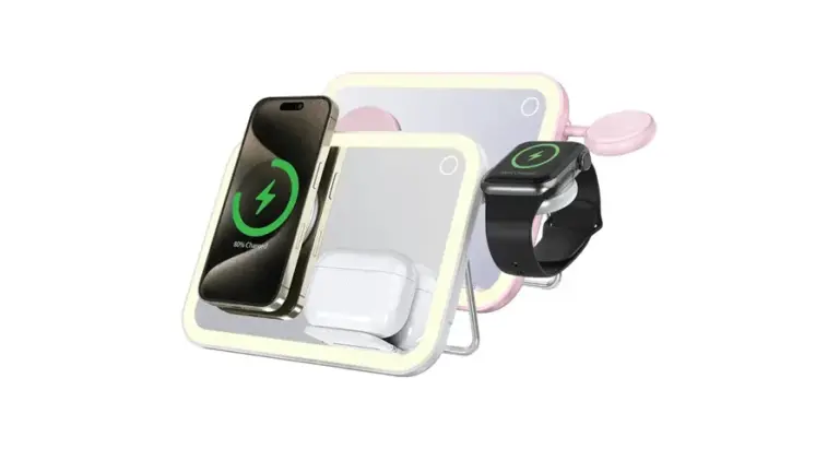 Porodo Multi-Device Wireless Charging Mirror With Lights