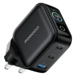 Porodo Nexora 100W 3-Port Wall Charger with LCD Display