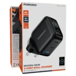 Porodo Nexora 100W 3-Port Wall Charger with LCD Display