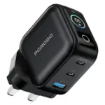 Porodo Nexora 65W 3-Port Wall Charger with LCD Display