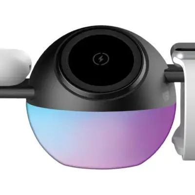 Porodo Orbix 3-In-1 Wireless Charger with Adjustable Ambient Light