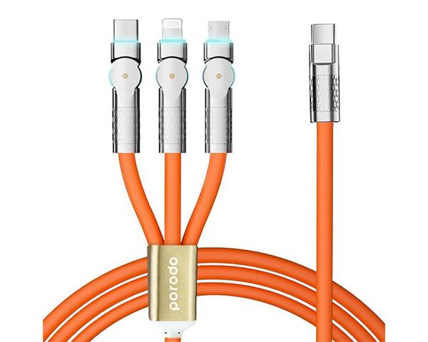 Porodo PD100W Three-in-one Cable 180 Degrees Rotation: 1.2M