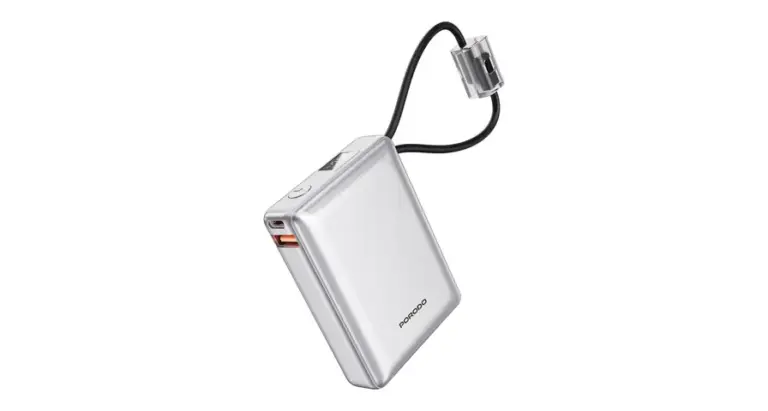 Porodo Petite 10000mAh Power Bank with Integrated Type-C & Lightning Cable