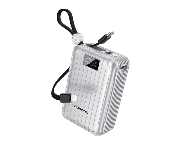 Porodo Petite 20000mAh Power Bank with Integrated Type-C & Lightning Cable