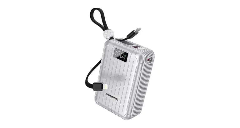 Porodo Petite 20000mAh Power Bank with Integrated Type-C & Lightning Cable
