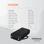 Porodo Piano 20000mAh Power Bank with Integrated Cables