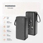 Porodo Piano 30000mAh Power Bank with Integrated Cables