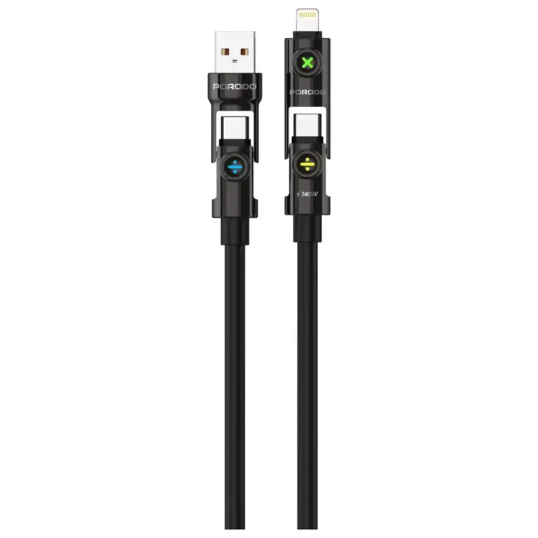 Porodo Powerglow 4-In-1 High-Speed Charging Cable PD 240W