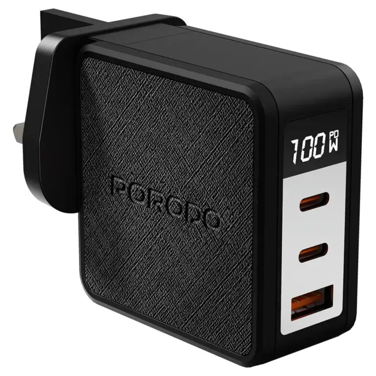 Porodo Quantum GaN 100W Multi-Port Charger with Digital Display