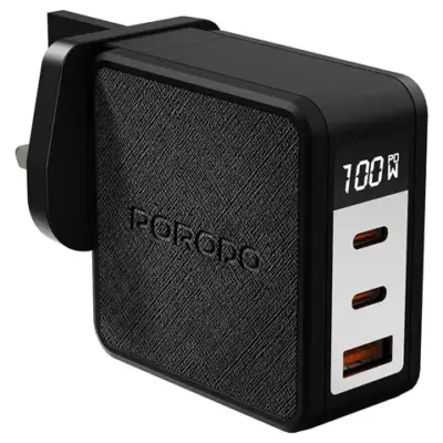 Porodo Quantum GaN 100W Multi-Port Charger with Digital Display
