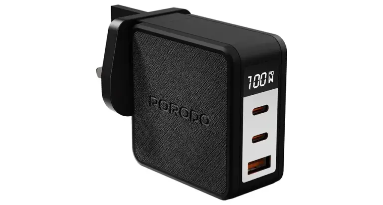 Porodo Quantum GaN 100W Multi-Port Charger with Digital Display