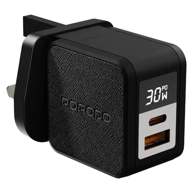 Porodo Quantum GaN 30W Multi-Port Charger with Digital Display
