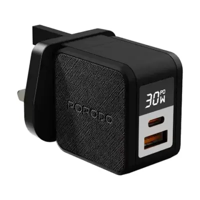 Porodo Quantum GaN 30W Multi-Port Charger with Digital Display