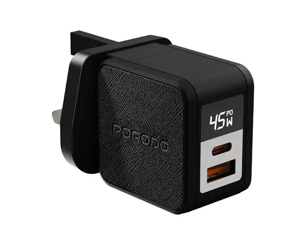 Porodo Quantum GaN 45W Multi-Port Charger with Digital Display