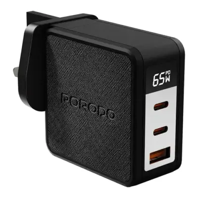 Porodo Quantum GaN 65W Multi-Port Charger with Digital Display