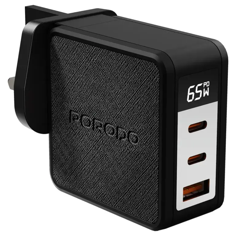 Porodo Quantum GaN 65W Multi-Port Charger with Digital Display