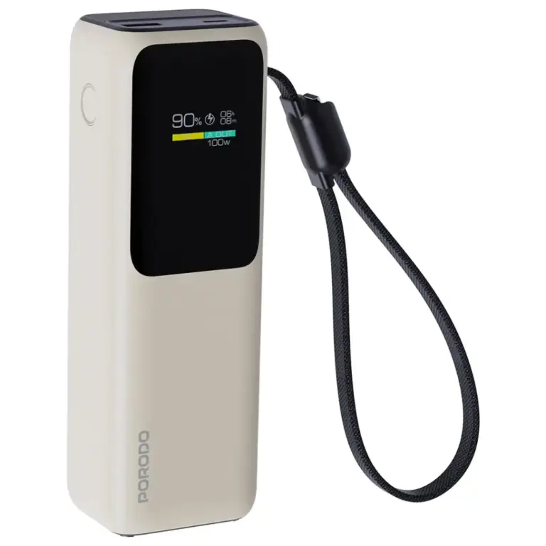 Porodo Smart Display 20000mAh Power Bank with Built-In Type-C Cable