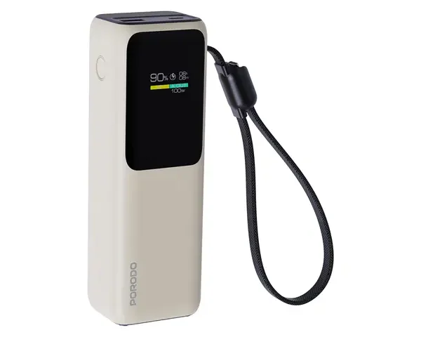 Porodo Smart Display 20000mAh Power Bank with Built-In Type-C Cable