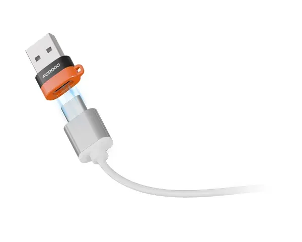 Porodo SnapCharge USB-A to USB-C Converter - Black & Orange