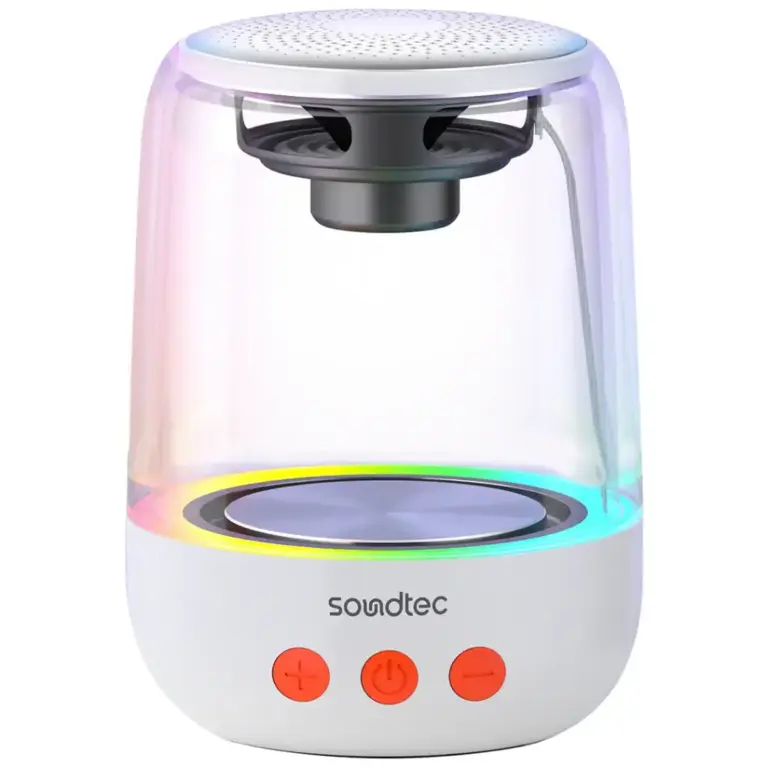 Porodo Soundtec Crystal-Glow Mini Bluetooth Speaker with TWS Pairing & Hands-Free Calls
