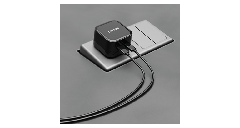 Porodo Super-Fast Dual USB-C Wall Charger 35W UK with Braided Type-C to Type-C Cable 1.2m